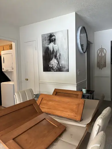 Cabinet stripping & restaining — during
