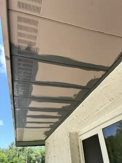 Gutter & exterior trim painting — during