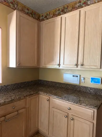 Cabinets, herringbone & more — before