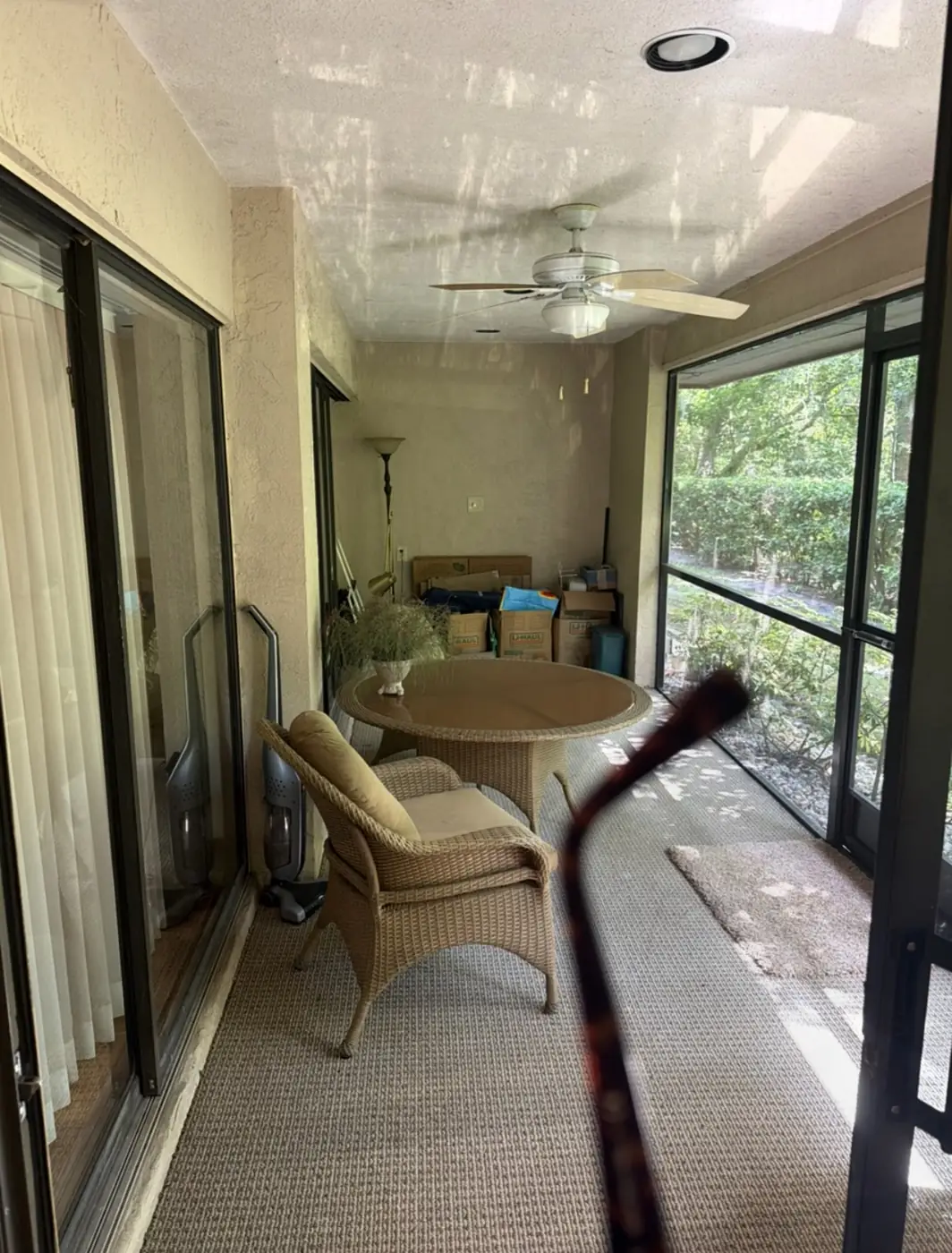 Screened lanai painting — before