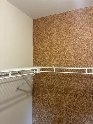 Wood wall skim coating — before